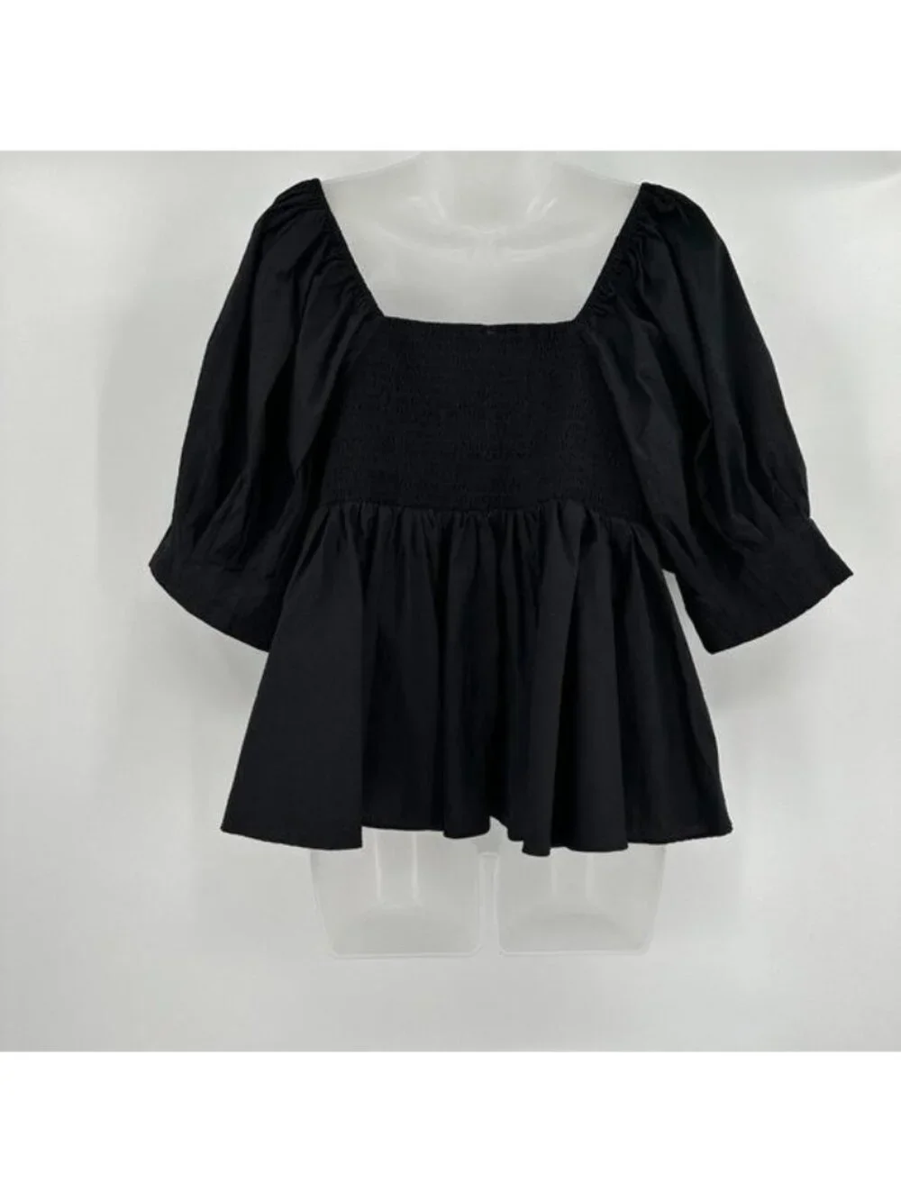 Pomander Place by Tuckernuck Black Shaye Blouse size L NWT Puff Sleeve Pleated